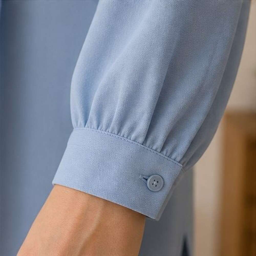 Powder Blue Ruffle Collar Blouse - Picture 5 of 6